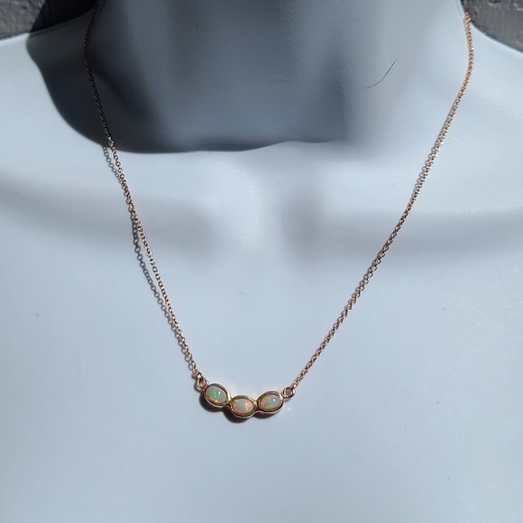 Opal 3k trio rose gold dipped sterling necklace
